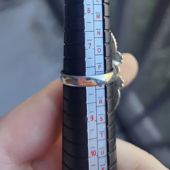 Handmade Sterling Silver 925 Queen Pink Conch Double Heart Crawler Ring Size 8 - Picture 7 of 9